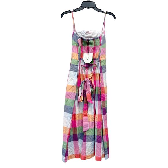 Kate Spade X Target Women's Plaid Tie Waist Midi Dress Multi Color Size Medium - Picture 4 of 6